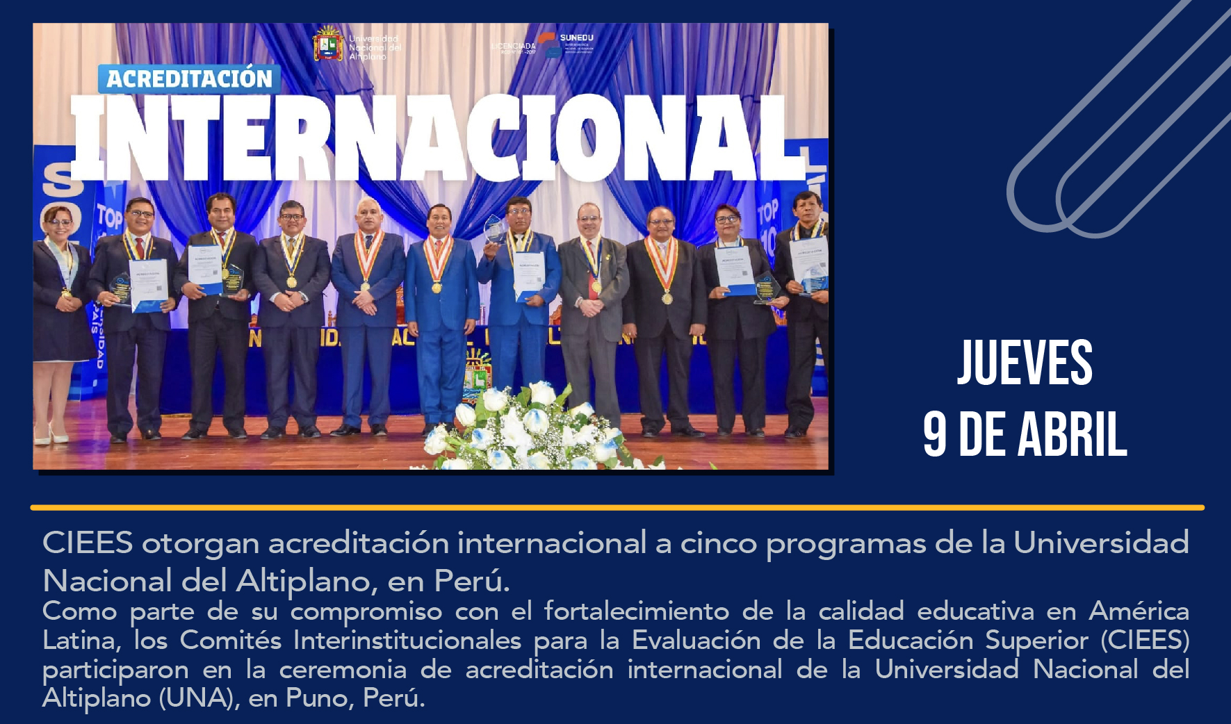 CIEES otorgan acreditación internacional a cinco programas de la Universidad Nacional del Altiplano, en Perú